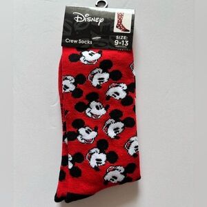 Disney Mickey Mouse Crew Socks Red Black Unisex Size 9–13 Classic Mickey